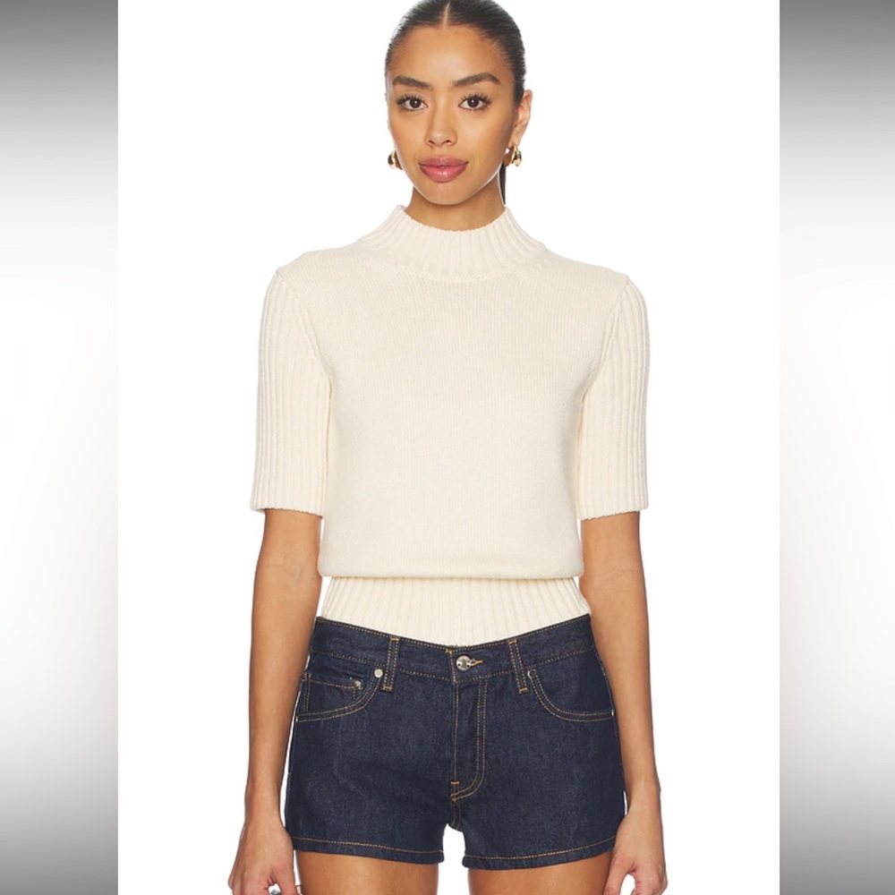 NWT Revolve Lovers + Friends Cream Knit Short Sleeve Sweater